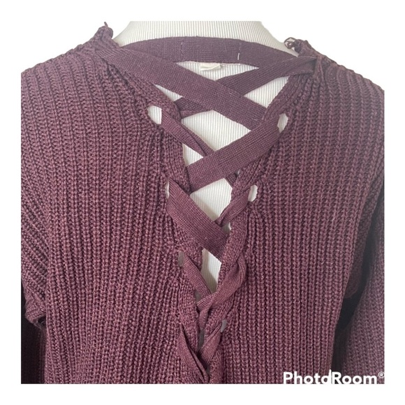 ❄️ Altar’d State knit sweater with laced up back - Picture 1 of 6